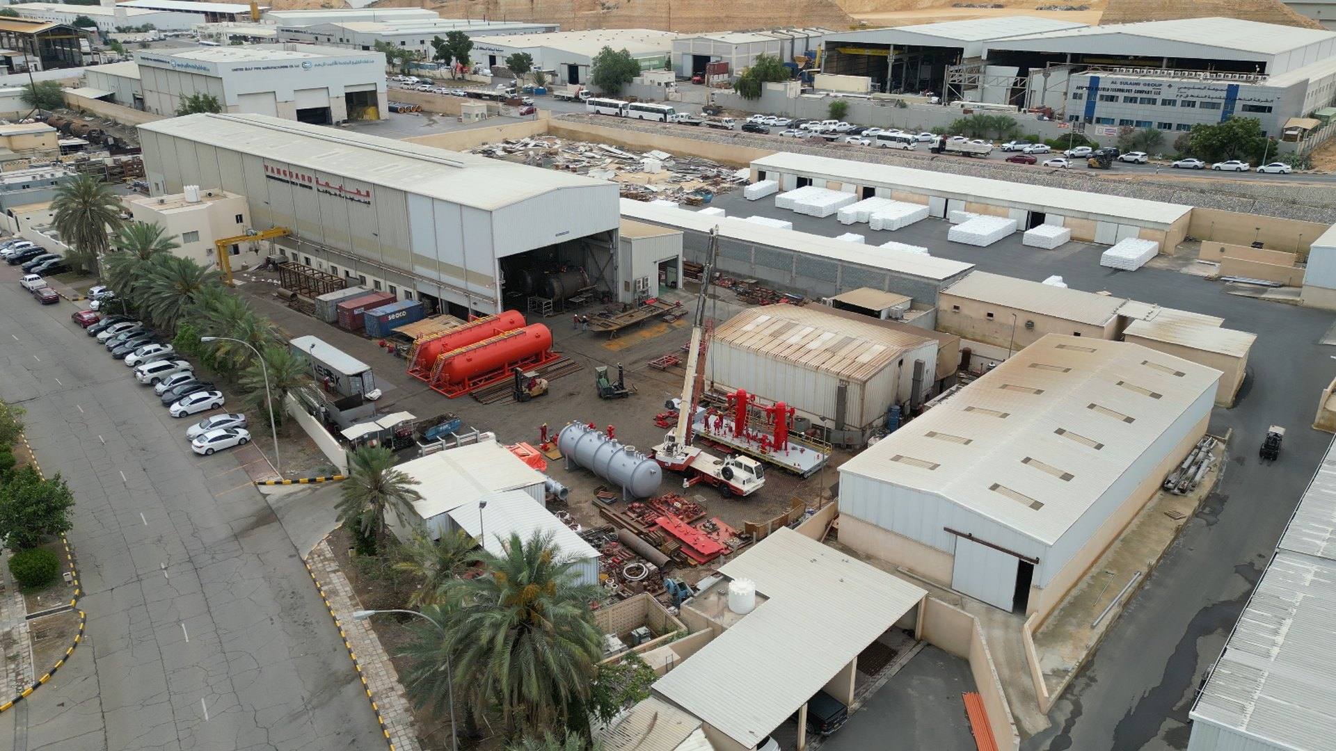 Aerial view of Vanguard's manufacturing facility at Rusayl Industrial Estate, Oman